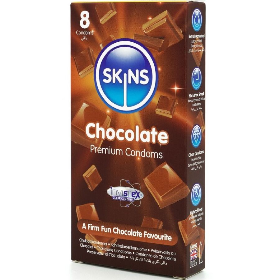 img_213361_c4055742e783d1d1e99dfe9715329b6b_1.jpg SKINS - PRESERVATIVOS PREMIUM SABOR CHOCOLATE PACK 8