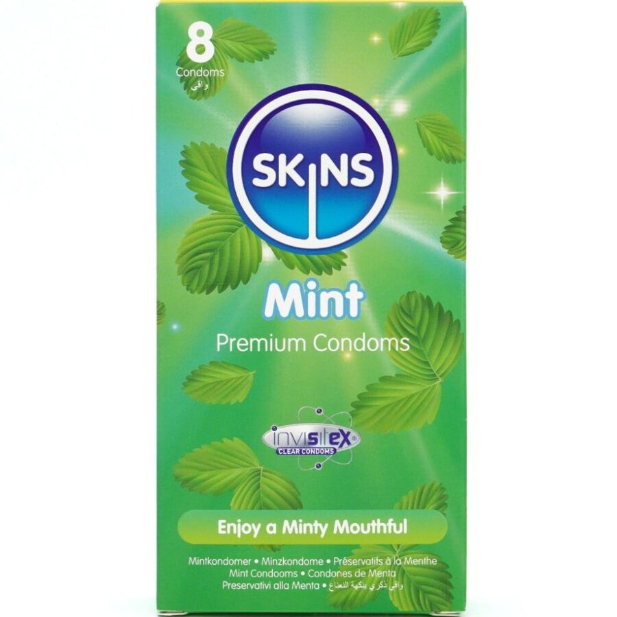 img_213437_10af50446b93ebf7c2660e675d0df0de_1.jpg SKINS - PRESERVATIVOS PREMIUM SABOR MENTA PACK 8