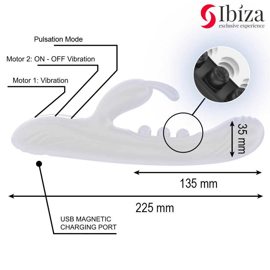 IBIZA - VIBRADOR RABBIT PERLAS CON PULSACIÓN