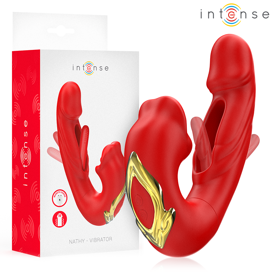 img_213948_7986e8c4fdc1e446d91e3f8a29dfc91d_1.png INTENSE - NATHY VIBRADOR DOBLE CON BOCA ESTIMULADORA MULTIFUNCIÓN ROJO