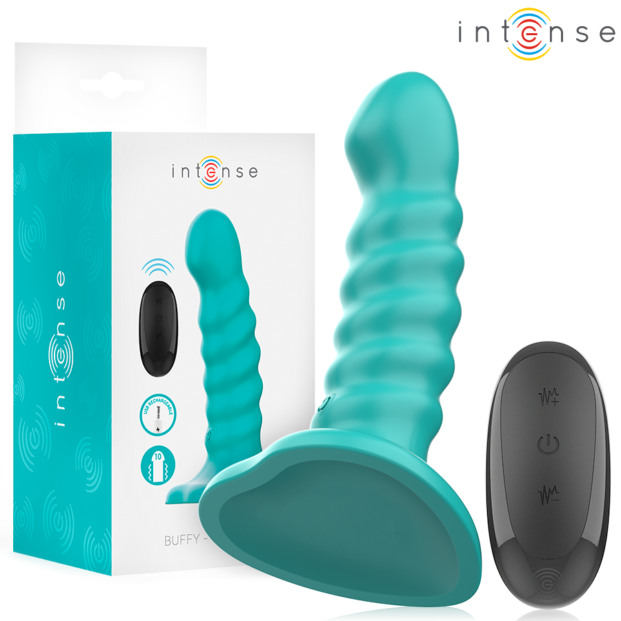 img_214107_921eba93607f8fe86f7ac8edd87995da_1.png INTENSE - BUFFY VIBRADOR TALLA S DISEÑO EN ESPIRAL 10 VIBRACIONES AZUL CONTROL REMOTO