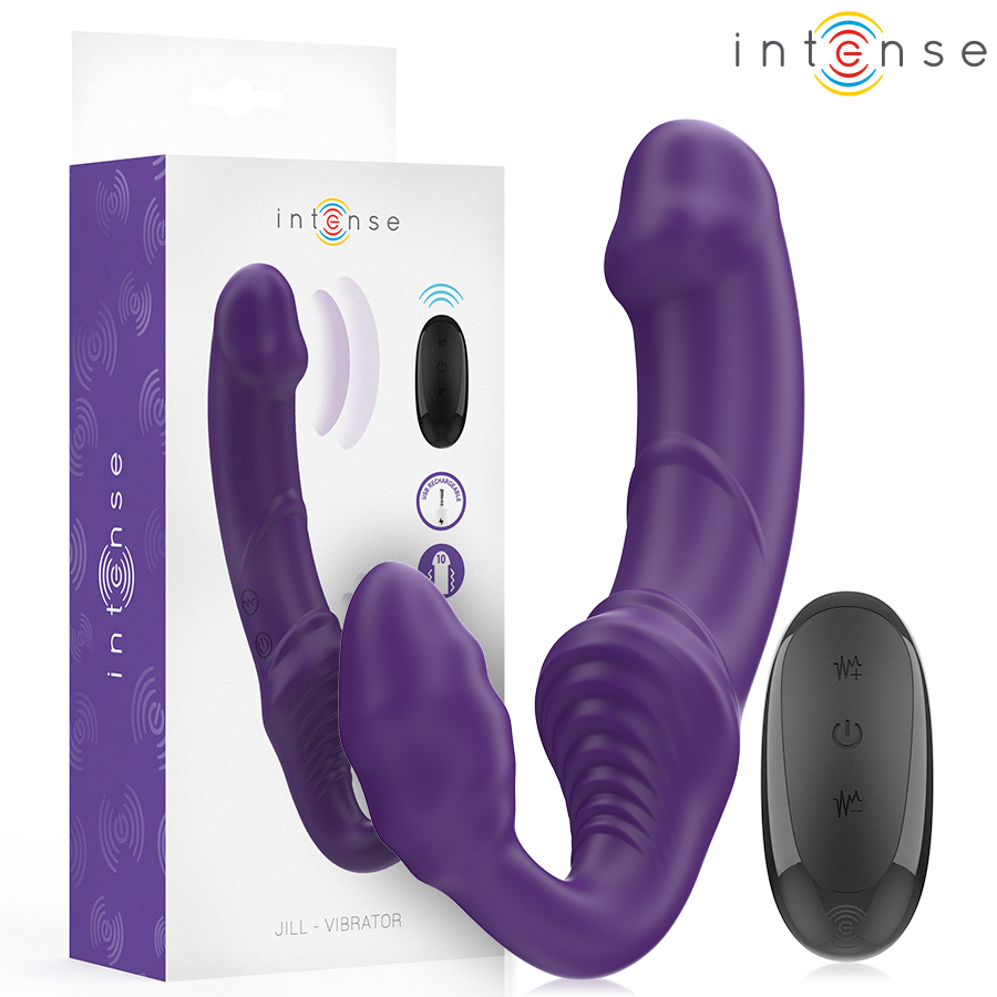 img_214172_7f63c48cf7e36427eff17843bc034ba7_1.png INTENSE - JILL VIBRADOR DOBLE 20 CM VIOLETA CONTROL REMOTO