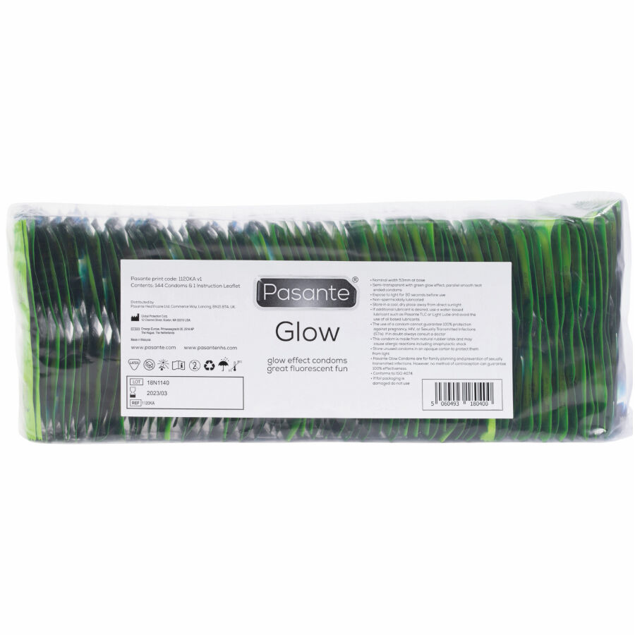 img_214645_2c50456cffb394895f850de6a9a2193d_1.jpg PASANTE - GLOW PRESERVATIVOS BOLSA 144 UNIDADES
