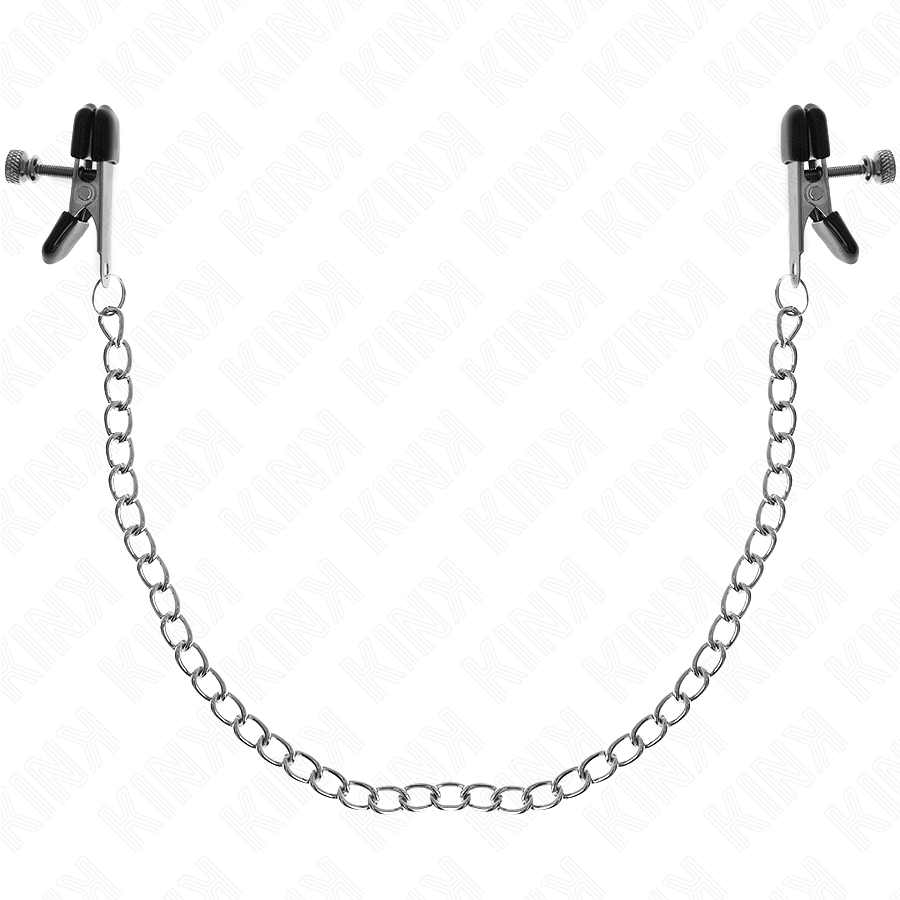 img_214788_0ffe45c3f0a15dea4a958a9889338c66_1.png KINK - PINZAS PARA PEZONES PLANAS NEGRO CON CADENA PLATEADO 34 CM