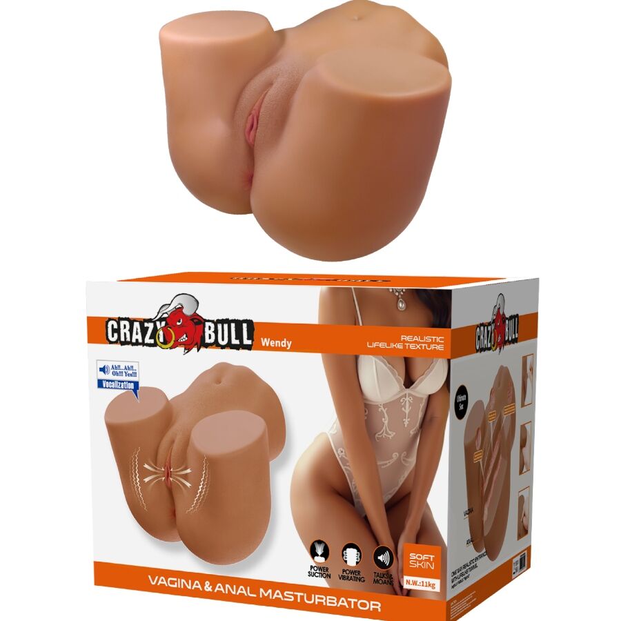CRAZY BULL - WENDY TRASERO FEMENINO REALISTA VIBRADOR  SUCCIONADOR CON SONIDO 11 KG
