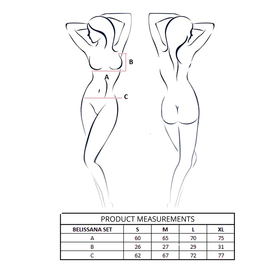 PASSION - BELISSANA SET SUJETADOR + TANGA NEGRO L/XL