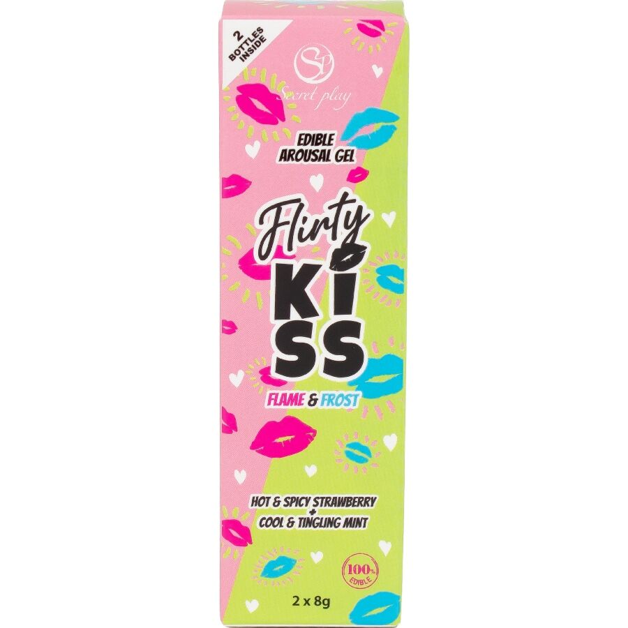 SECRETPLAY - FLIRTY KISS GELES CON EFECTOS SEXO ORAL FRESA  MENTA 2 x 8 GR