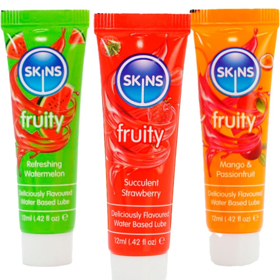 SKINS - FRUITY LUBES KIT LUBRICANTES SANDÍA, FRESA  MANGO 3 x 12 ML