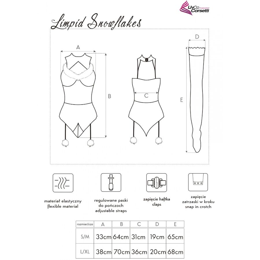 img_217291_382e5f5e65fcef9e5740c494e6621e96_1.jpg LIVCO CORSETTI FASHION - LIMPID SNOWFLAKES LC 90604 BODY + MEDIAS + DIADEMA NAVIDEÑA S/M