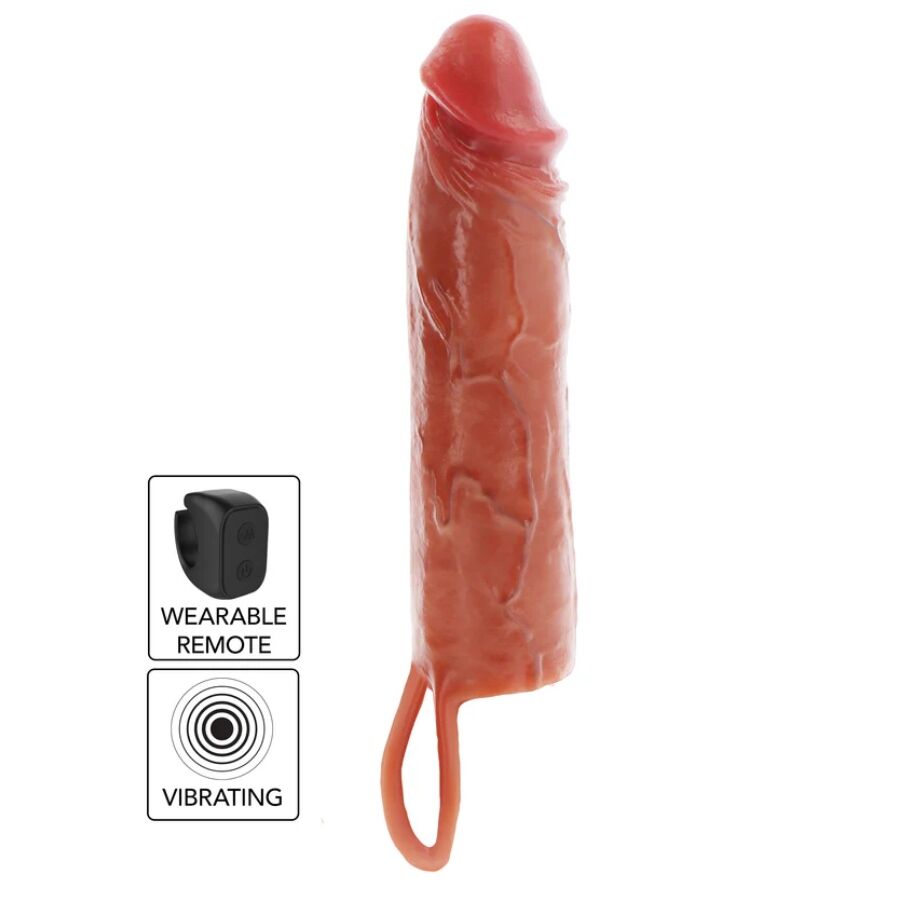 img_218322_dda4d7291fe36485202ab00646eaeb96_1.jpg GET REAL - FUNDA HYDRATED SKIN DE SILICONA CON VIBRACIÓN PARA PENE CARAMELO 20 CM