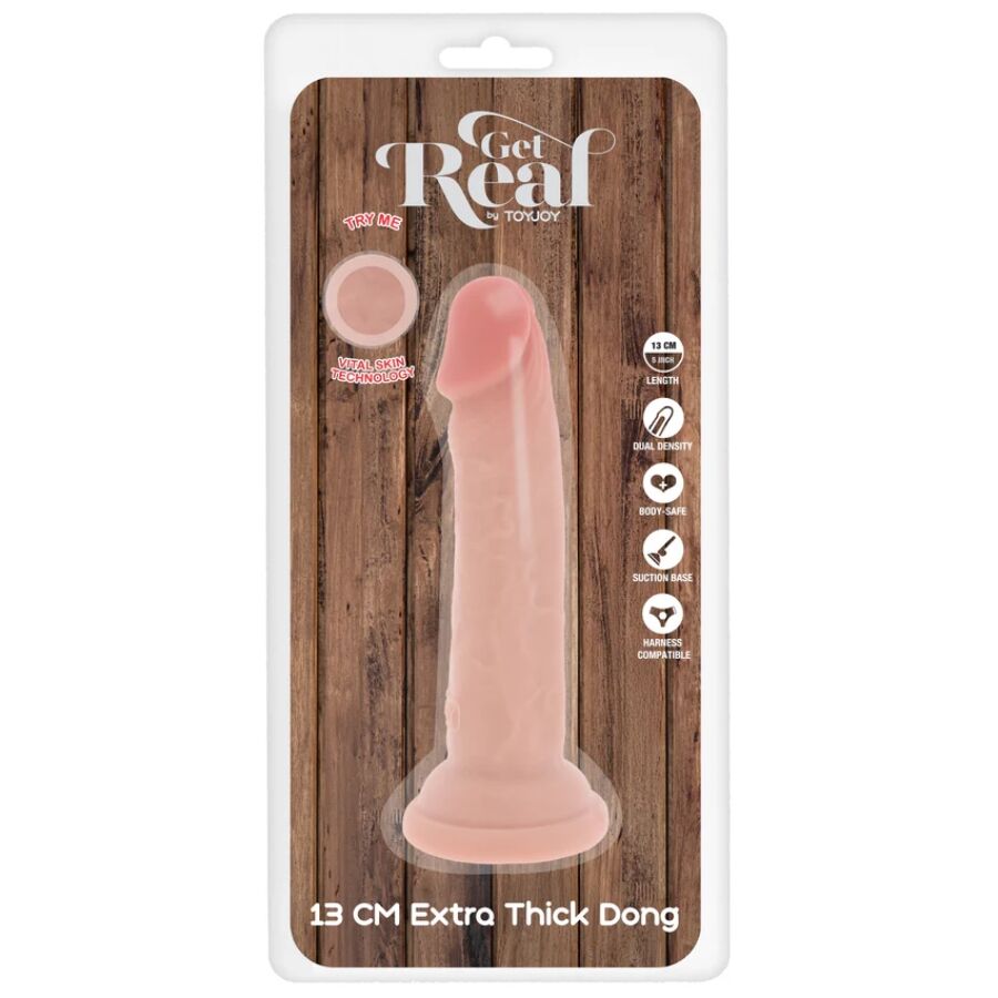 GET REAL - DILDO DELUXE DONG GRUESO DE DOBLE DENSIDAD TPE 13 CM