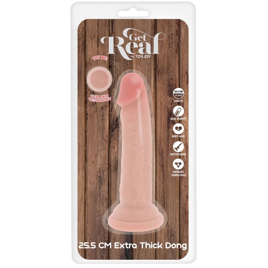 GET REAL - DILDO DELUXE DONG GRUESO DE DOBLE DENSIDAD TPE 25.5 CM