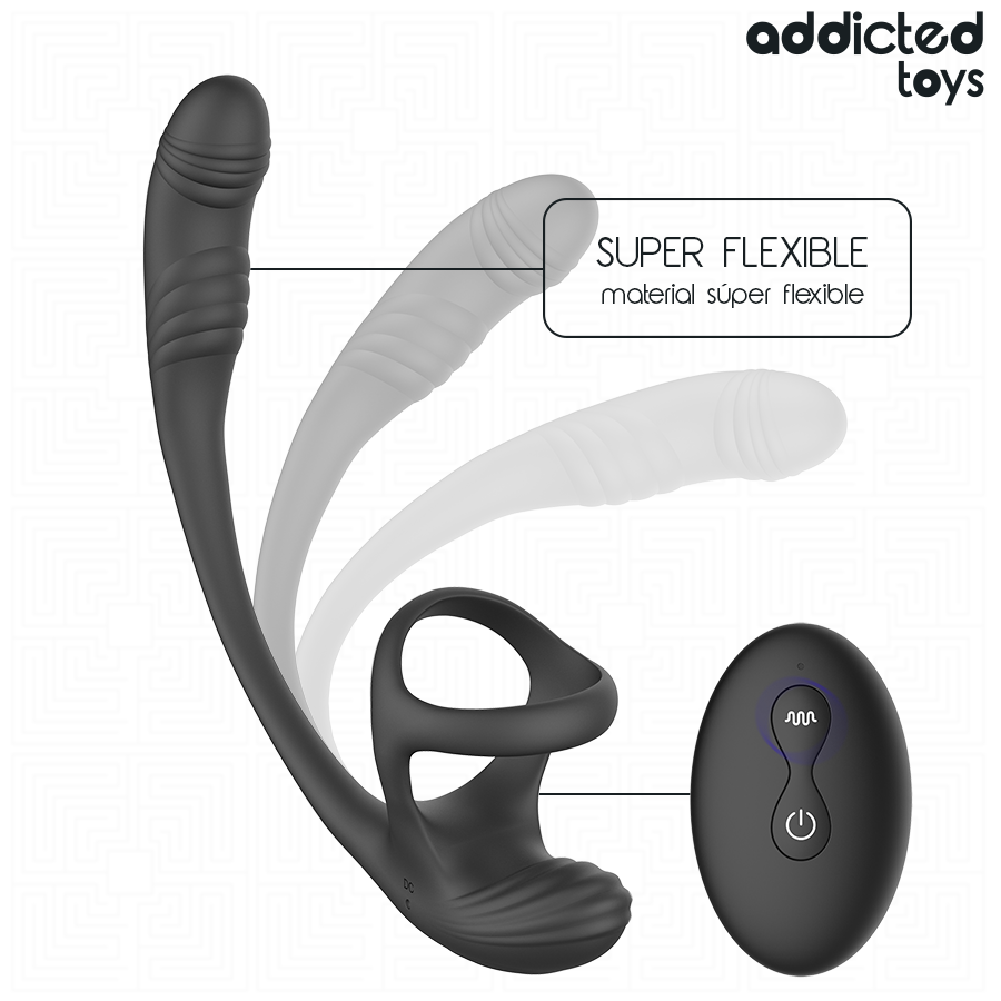 ADDICTED TOYS - PLUG ANAL VIBRACIÓN Y WAVING 360 Y ESTIMULADOR TESTÍCULOS