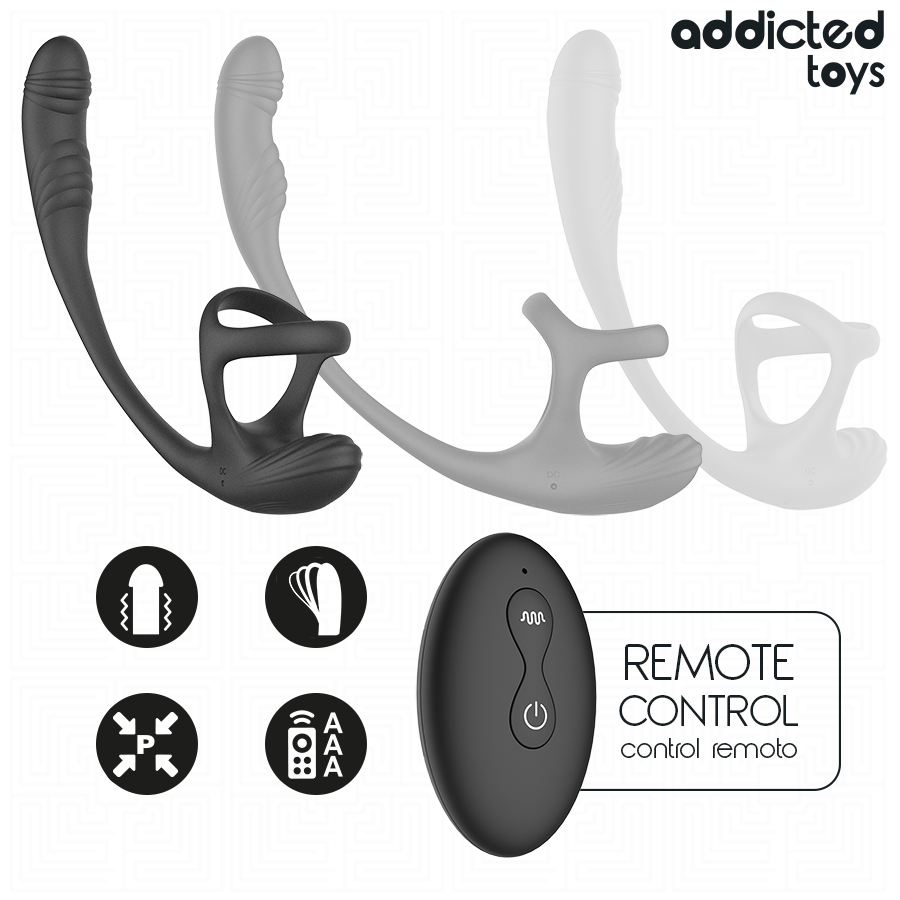 ADDICTED TOYS - PLUG ANAL VIBRACIÓN Y WAVING 360 Y ESTIMULADOR TESTÍCULOS