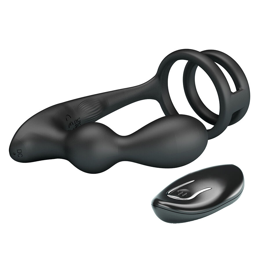 MR PLAY - ANILLO PARA PENE CON PLUG ANAL CON VIBRACIÓN CONTROL REMOTO