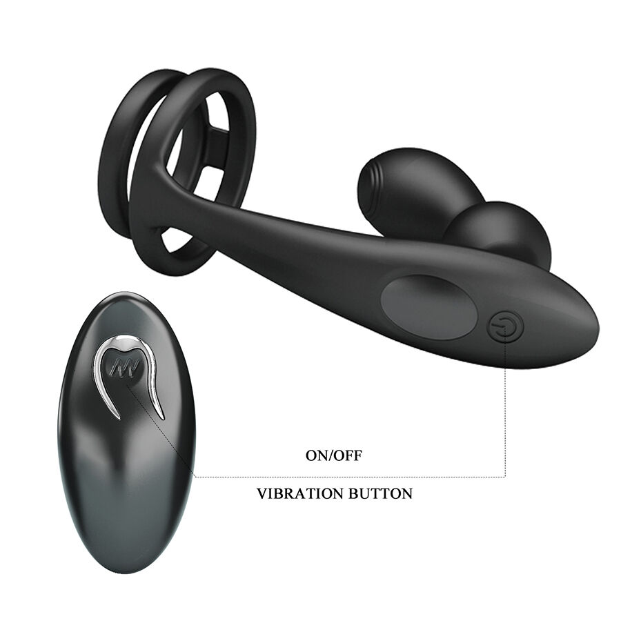 MR PLAY - ANILLO PARA PENE CON PLUG ANAL CON VIBRACIÓN CONTROL REMOTO