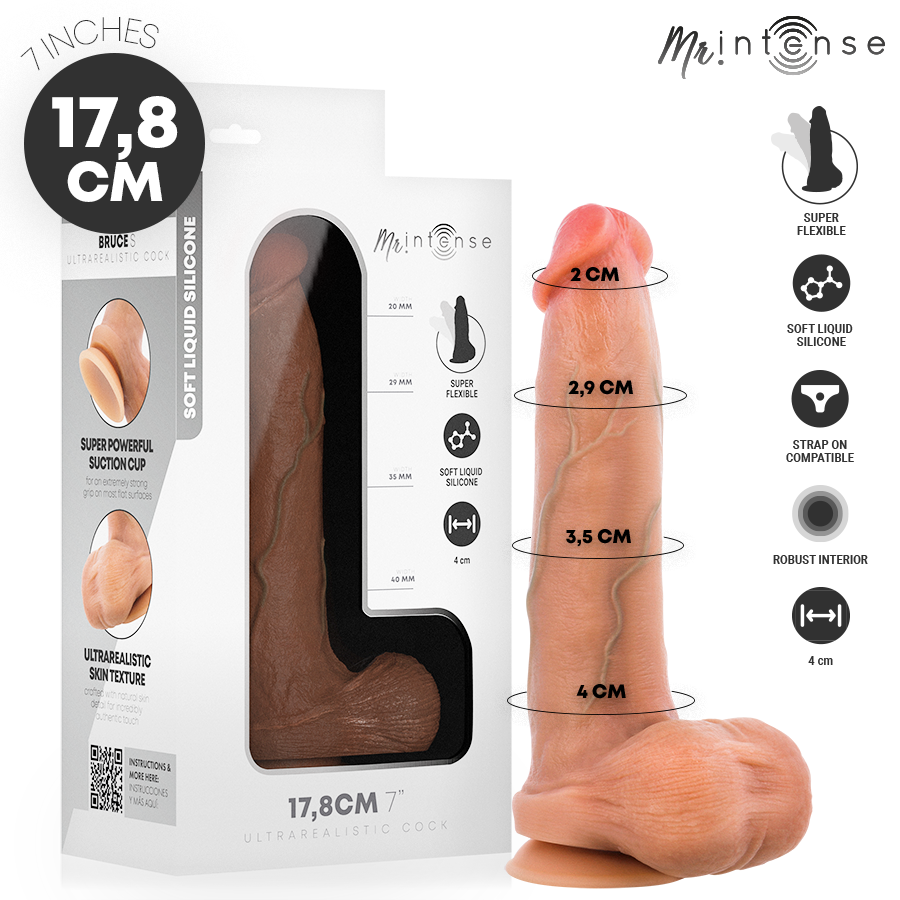 img_221585_083d6061c63af5916f831b550e297e4d_1.png MR INTENSE - BRUCE S SILICONE DILDO WITH TESTICLES 17.8 CM -Ø- 4 CM
