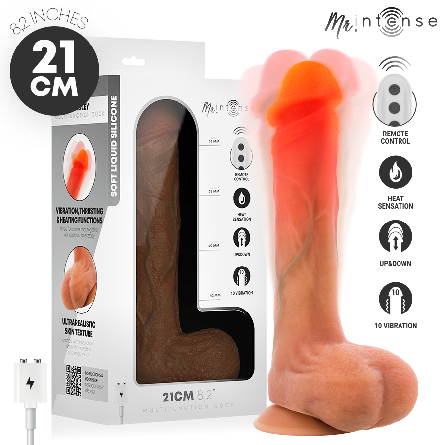 MR INTENSE - BRADLEY VIBRATOR DILDO WITH HEAT EFFECT AND REMOTE CONTROL 21 CM -Ø- 4.2 CM
