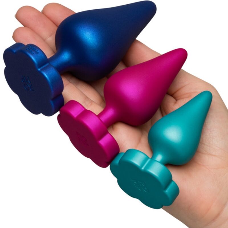 img_225049_4a4cd0685b0562174b9fe5a421ee531f_1.jpg ROMP - LUSTER ANAL TRAINING KIT S/M/L WITH FLOWER-SHAPED BASE