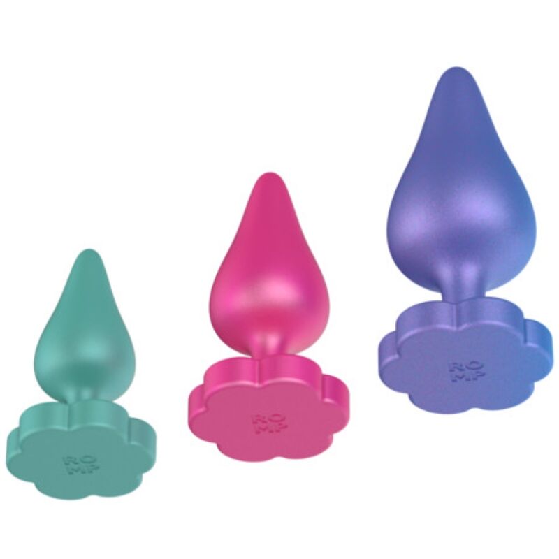 img_225053_1d094451c172694e6a6be863d86a59ab_1.jpg ROMP - LUSTER ANAL TRAINING KIT S/M/L WITH FLOWER-SHAPED BASE