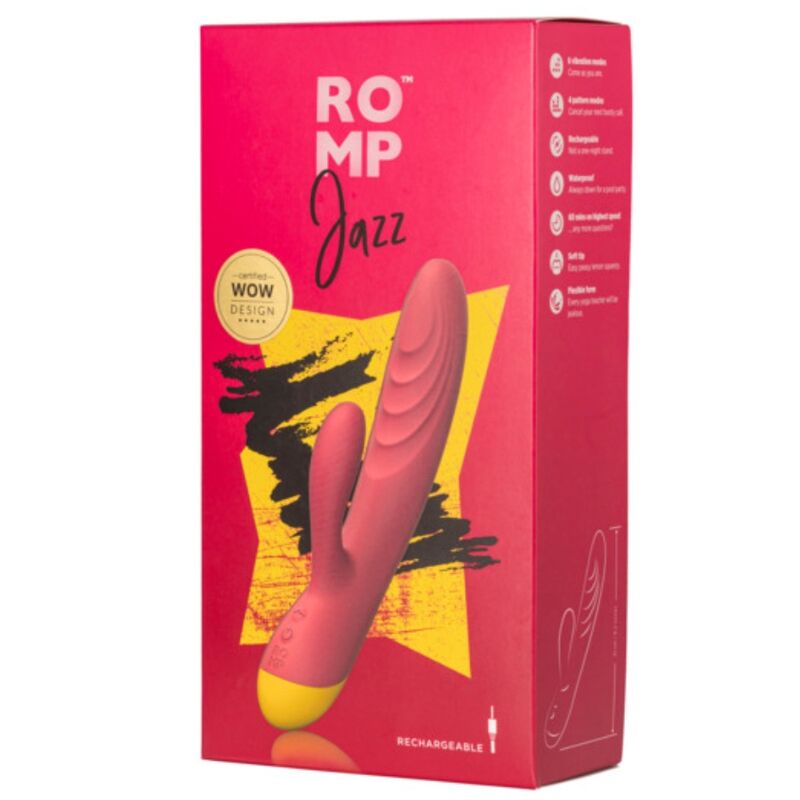 img_225157_1b8f7f239be1812524d8e0be4177a917_1.jpg ROMP - JAZZ RECHARGEABLE RABBIT VIBRATOR RED