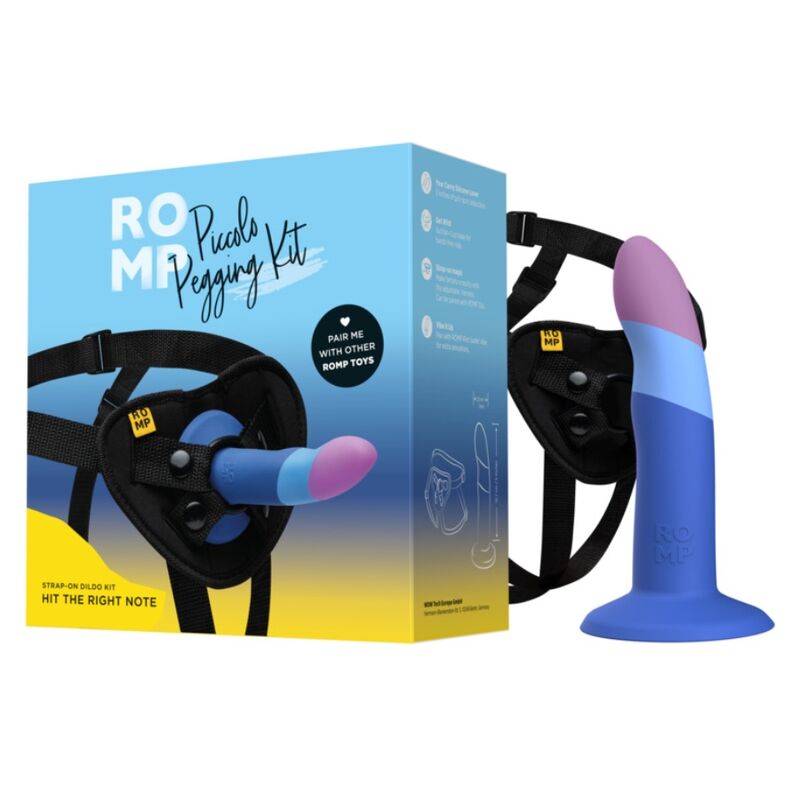 img_225247_378a3f016e5f0c5b421e3300341f903a_1.jpg ROMP - PICCOLO HARNESS + SILICONE DILDO WITH TRICOLOR SUCTION CUP 14 CM