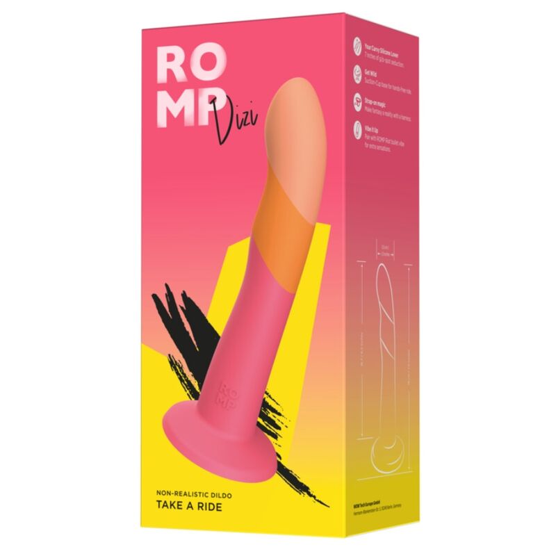 img_225308_681710824cde664596e61a4d3a8a758c_1.jpg ROMP - DIZI SILICONE DILDO WITH SUCTION CUP TRICOLOR 18 CM