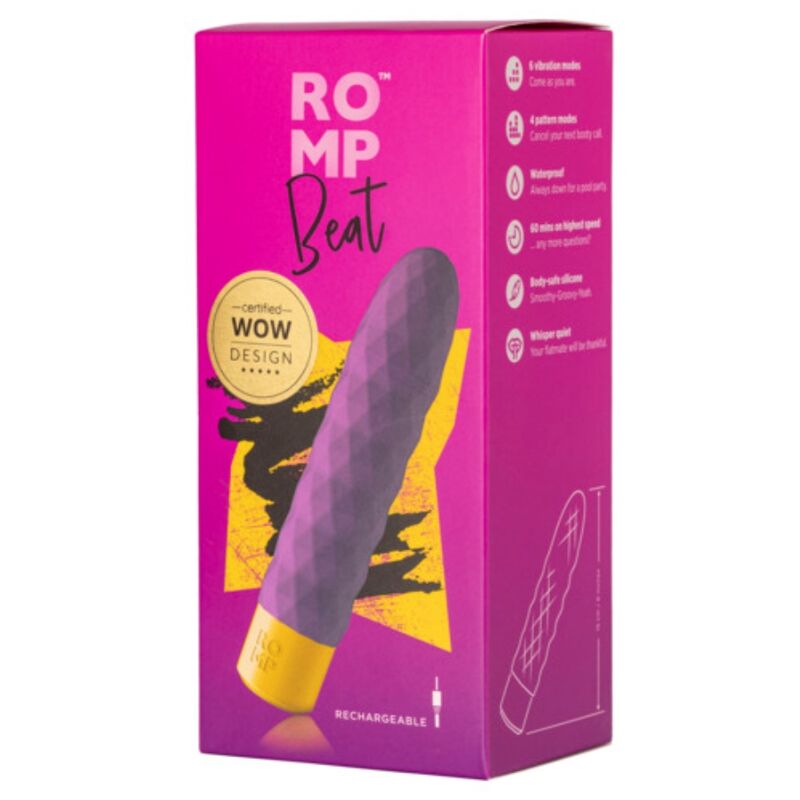 img_225338_14a11b0422c39de9e502afa35b913673_1.jpg ROMP - BEAT MINI MULTIFUNCTION VIBRATING BULLET VIOLET