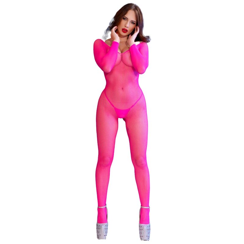 img_225697_afef150e27ed44c933069d77aa88a67c_1.jpg CHILIROSE - CR 4894 NEON PINK MESH BODYSTOCKING S/M