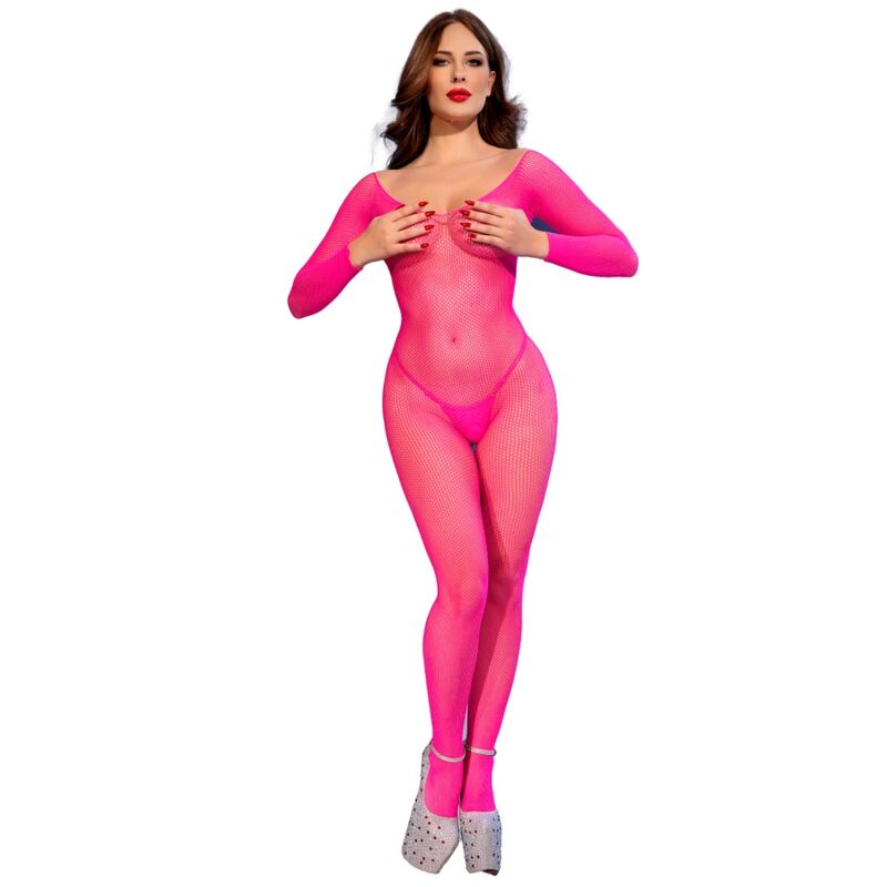 img_225698_f5f955dd3e663a67859b16b9c8119900_1.jpg CHILIROSE - CR 4894 NEON PINK MESH BODYSTOCKING S/M