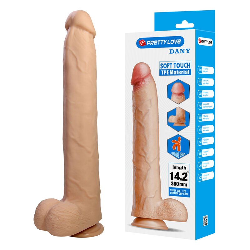 PRETTY LOVE - DANY FLEXIBLE REALISTIC DILDO WITH SUCTION CUP 36 CM -Ø- 5.6 CM