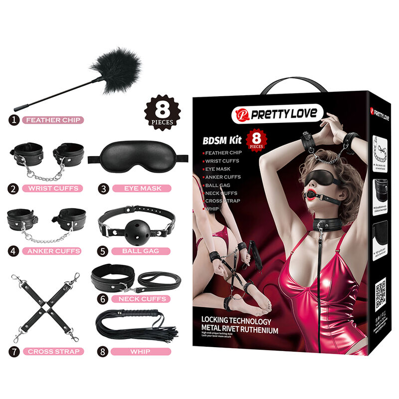 PRETTY LOVE - 8 PIECE BDSM KIT BLACK
