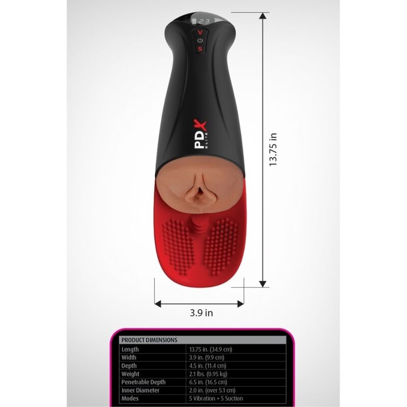 img_226696_9a5314e6480e2e900c3b6d0f11043cf5_1.jpg PDX ELITE - FAP-O-MATIC PRO XL AUTOMATIC VIBRATING STROKER BROWN 34.9 CM