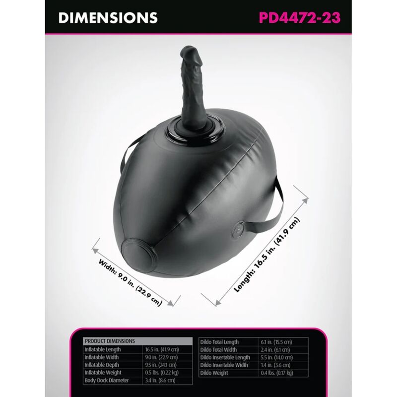 img_226717_1eea2eceabae9e7d00dc7026bf019a0e_1.jpg FETISH FANTASY SERIES - BODY DOCK INFLATABLE LOVE BALL WITH DILDO BLACK 41.9 CM