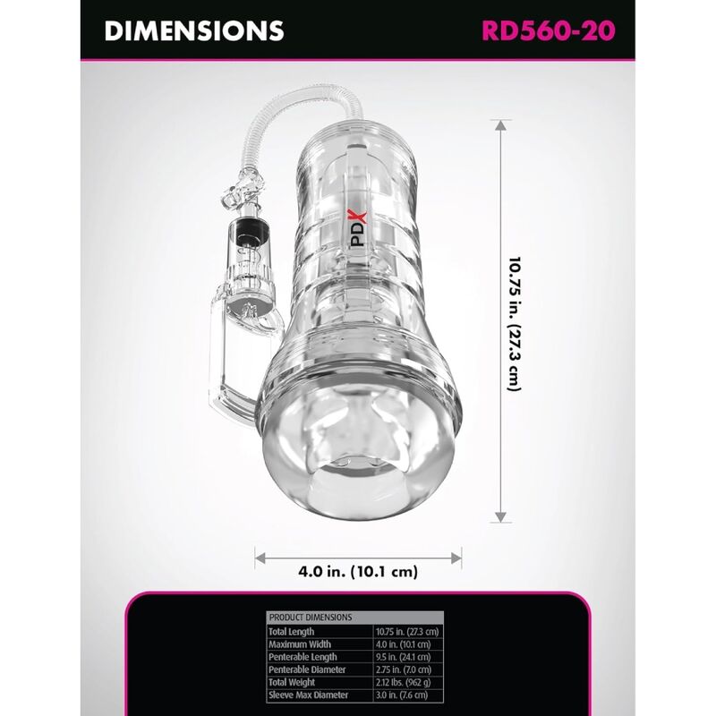 img_226771_c85d35298cf88b235818afb5f3f08a34_1.jpg PDX ELITE - VIEWTUBE VAC XXL TRANSPARENT STROKER WITH SUCTION PUMP 27.3 CM