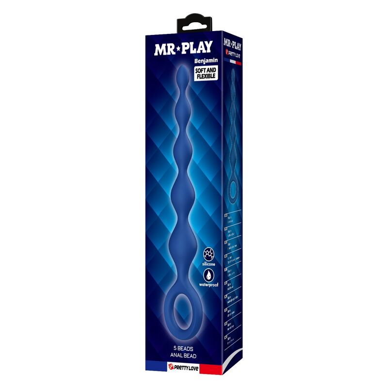 MR PLAY - BLUE SILICONE ANAL BEADS  ANAL PLUG 20.4 CM