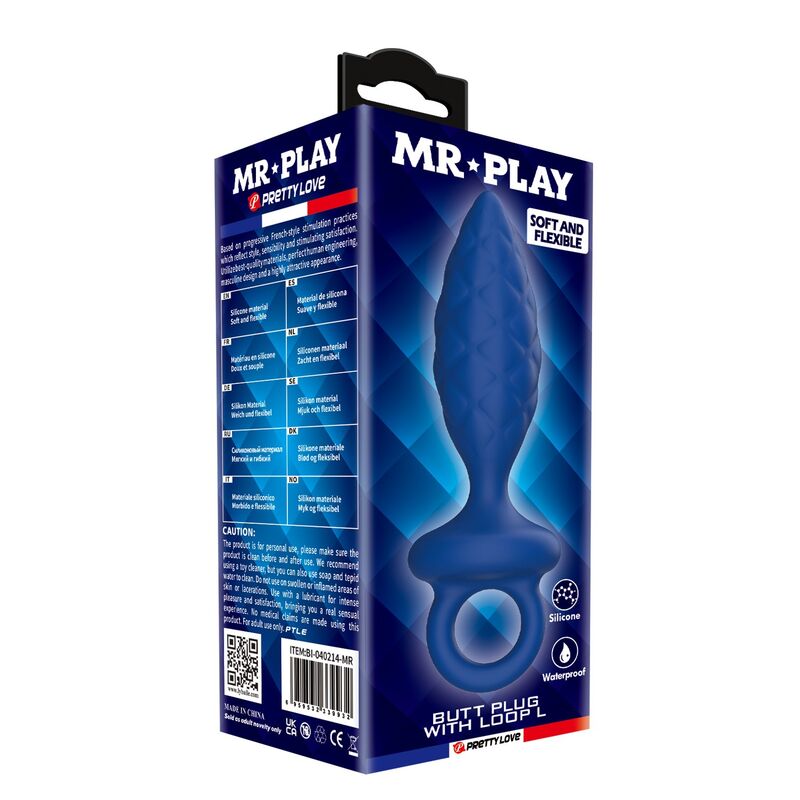 img_228867_1604f68969861b5253c5a6b172ebdd4b_1.jpg MR PLAY - TEXTURED ANAL PLUG WITH RING BLUE L