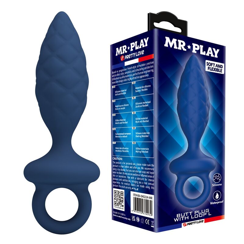 img_228872_5c993a4cf20894affa9759570355ecf4_1.jpg MR PLAY - TEXTURED ANAL PLUG WITH RING BLUE L
