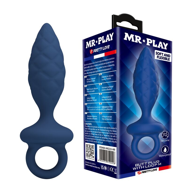 img_228881_5ea335da6eb8cbb113ba3b9132904f60_1.jpg MR PLAY - TEXTURED ANAL PLUG WITH RING BLUE M