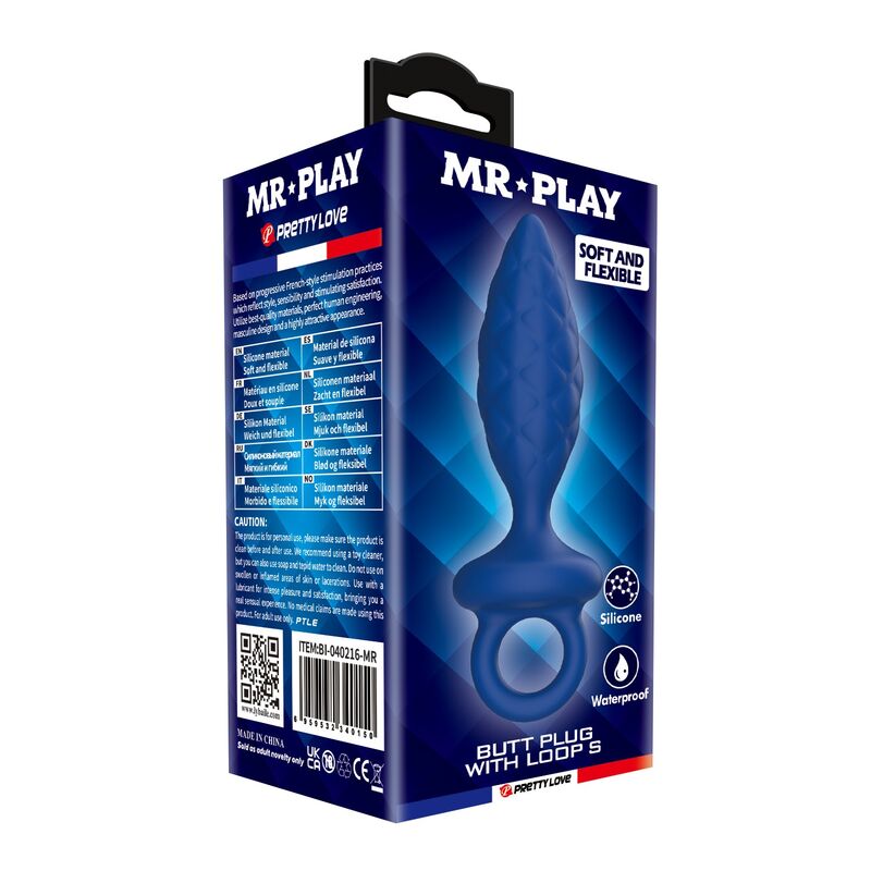 img_228885_9915c8df0a61891dd547d7e1b4c406b3_1.jpg MR PLAY - TEXTURED ANAL PLUG WITH RING BLUE S