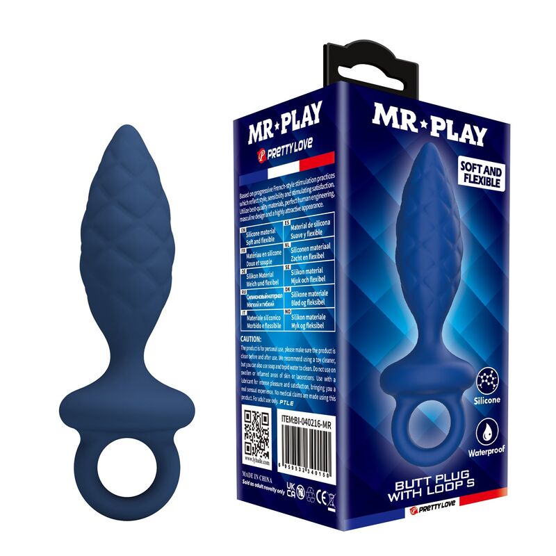 img_228889_7c05f8bddff43b52b7f9cc97a8b15ec6_1.jpg MR PLAY - TEXTURED ANAL PLUG WITH RING BLUE S