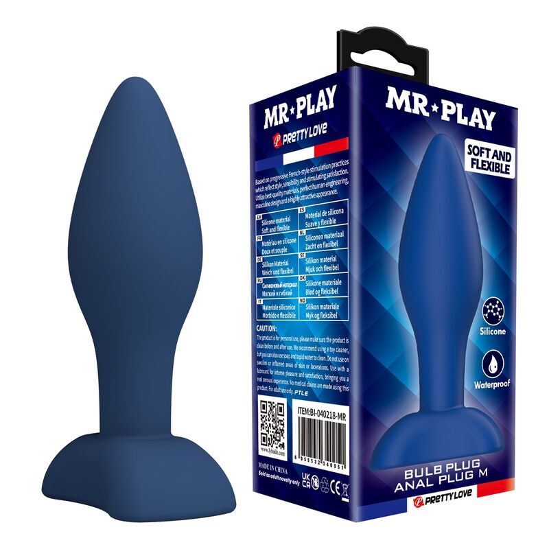 MR PLAY - TAPERED SILICONE ANAL PLUG BLUE M