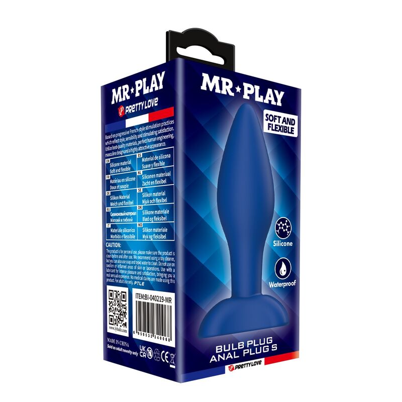 MR PLAY - TAPERED SILICONE ANAL PLUG BLUE S