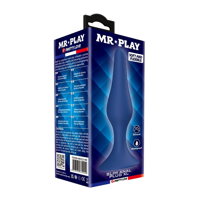 MR PLAY - TAPERED SILICONE ANAL PLUG BLUE XL