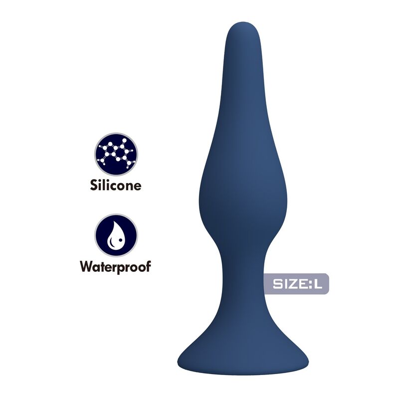 MR PLAY - SLIM SILICONE ANAL PLUG BLUE L