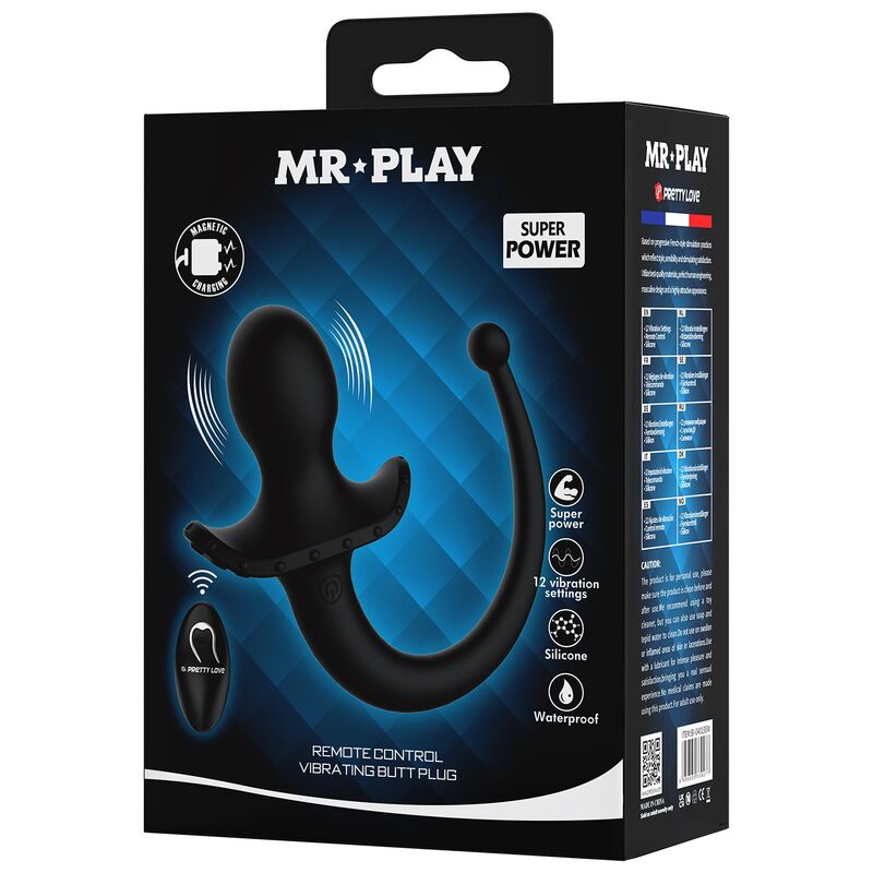 img_229044_1e85233392ec1acd07497232beb2ffa2_1.jpg MR PLAY - WIRELESS REMOTE CONTROL ANAL AND PERINEUM VIBRATOR BLACK
