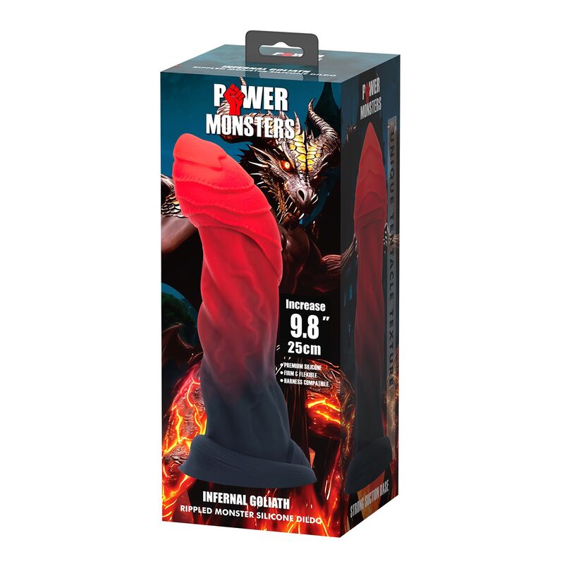 img_229092_51c719fd44d62a2d9549bc4a3c248e4f_1.jpg POWER MONSTERS - INFERNAL GOLIATH BICOLOR FANTASY SILICONE DILDO 25 CM Ø 6 CM
