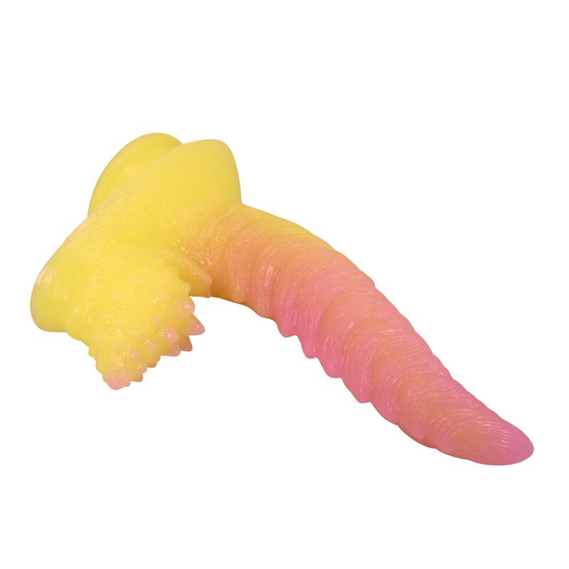img_229121_1424dacec1aff25455ed5becd860e554_1.jpg POWER MONSTERS - RIPPLIED MONSTER FANTASY DILDO WITH SUCTION CUP 22.5 CM Ø 5.5 CM PINK YELLOW