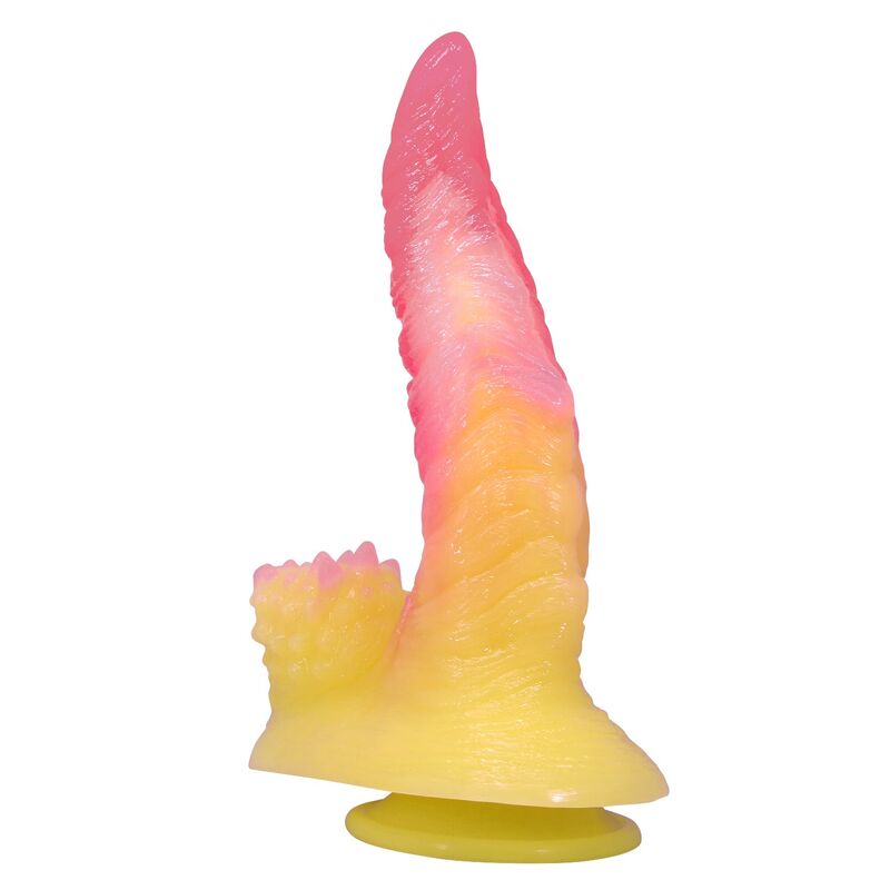 img_229122_82fd0aa3b75f267c7cd16f24ae5a4509_1.jpg POWER MONSTERS - RIPPLIED MONSTER FANTASY DILDO WITH SUCTION CUP 22.5 CM Ø 5.5 CM PINK YELLOW