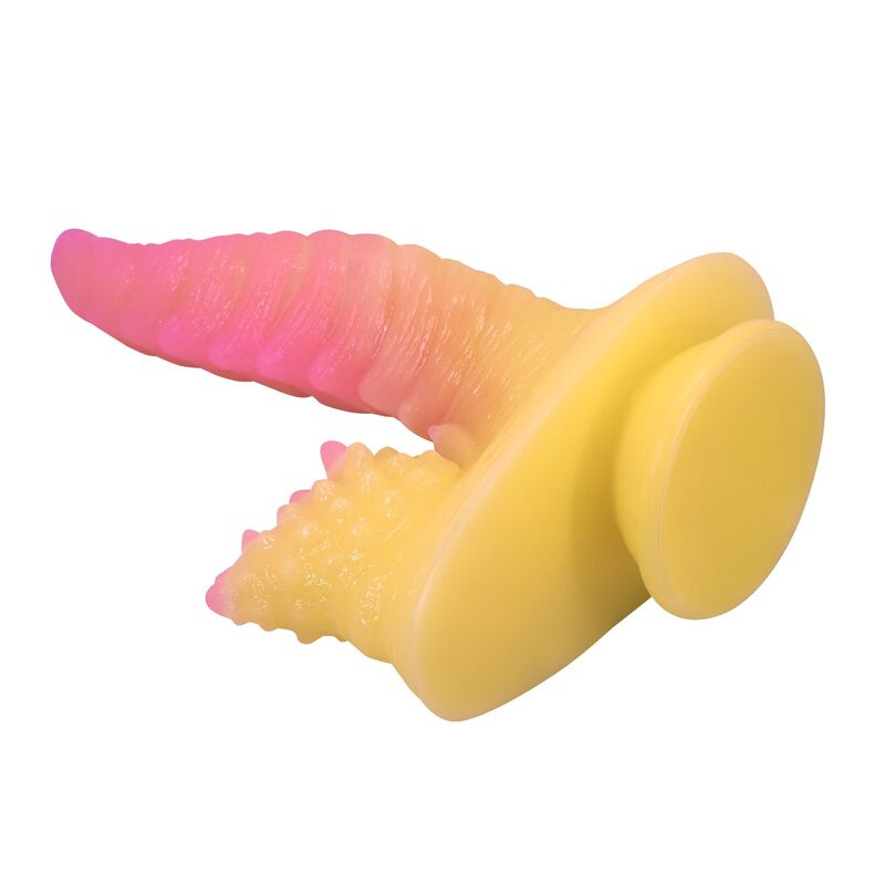 img_229125_3fb6fb710a309c2347e708ed8b9ed9e0_1.jpg POWER MONSTERS - RIPPLIED MONSTER FANTASY DILDO WITH SUCTION CUP 22.5 CM Ø 5.5 CM PINK YELLOW
